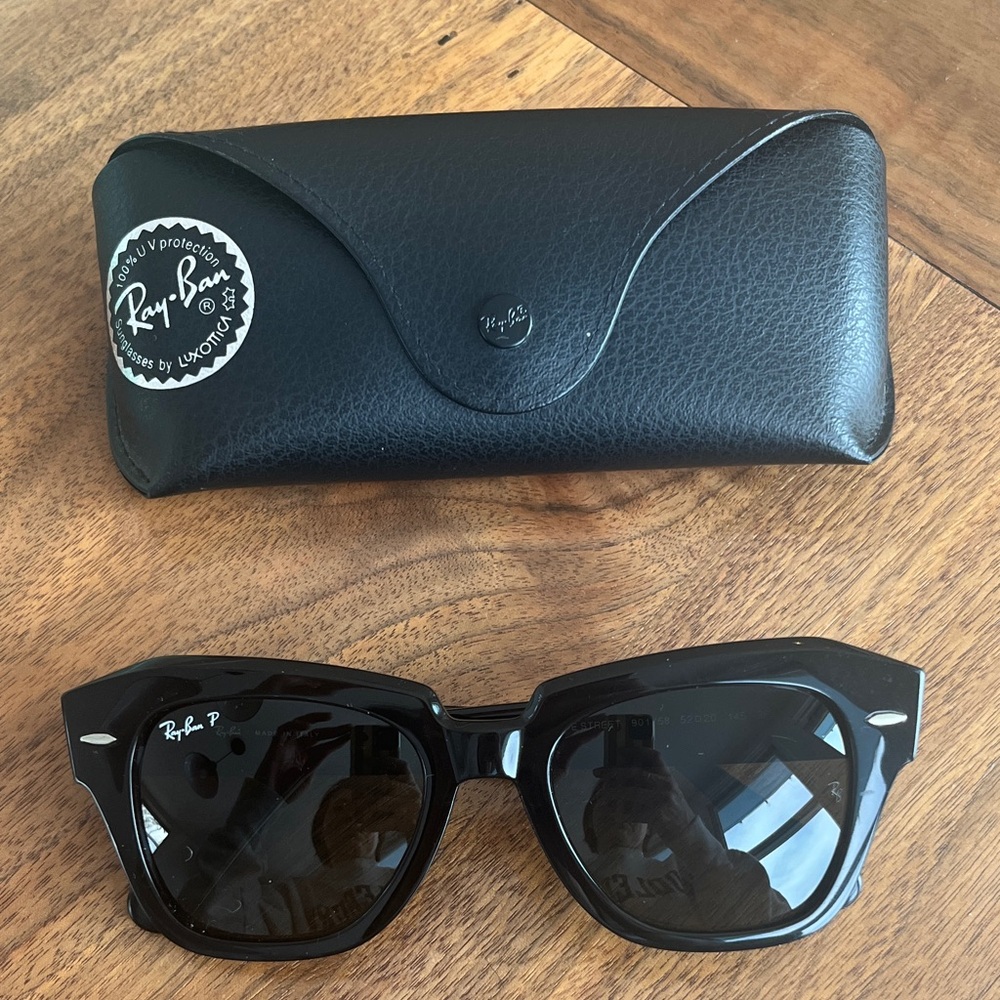 Ray Ban Polarized State Street Sunglasses - Polished Black Frame